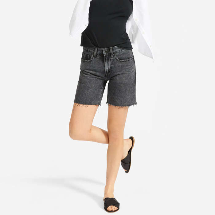 black denim shorts long