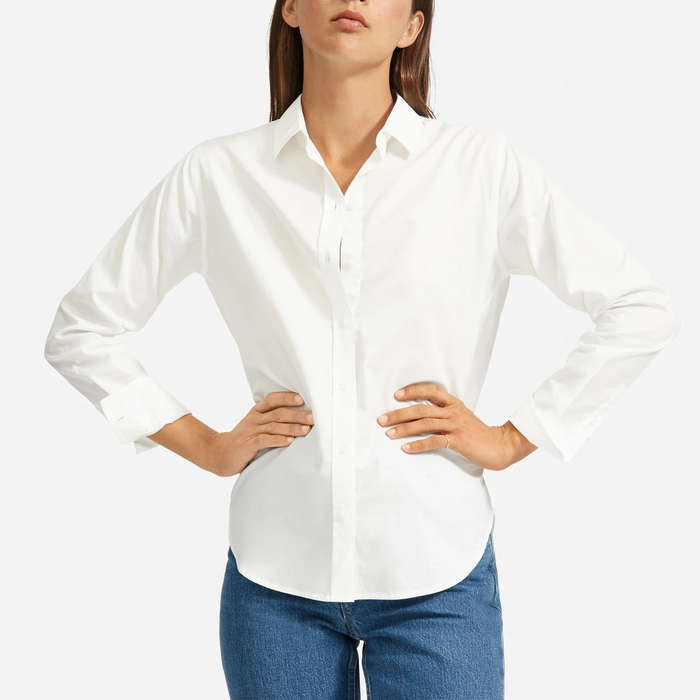 fitted white button up shirt