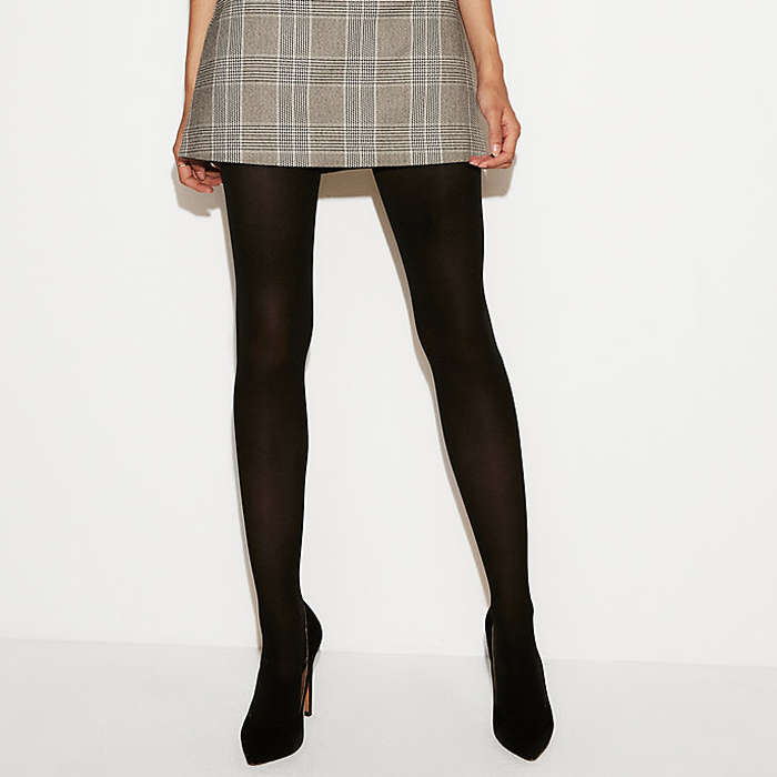 black skirt and black tights