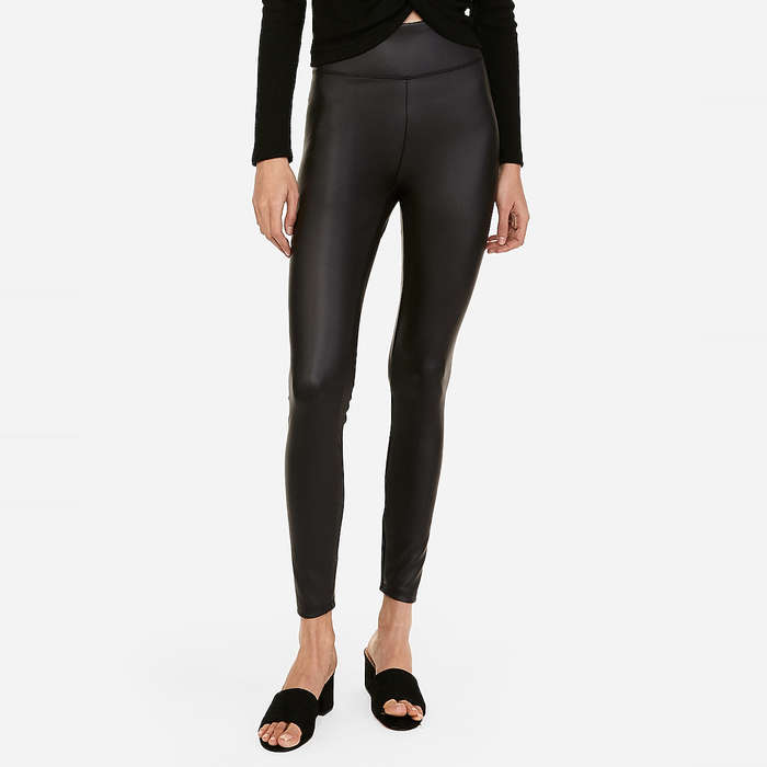 leather effect leggings zara