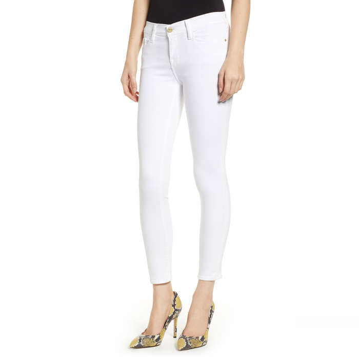 womens white ankle jeans