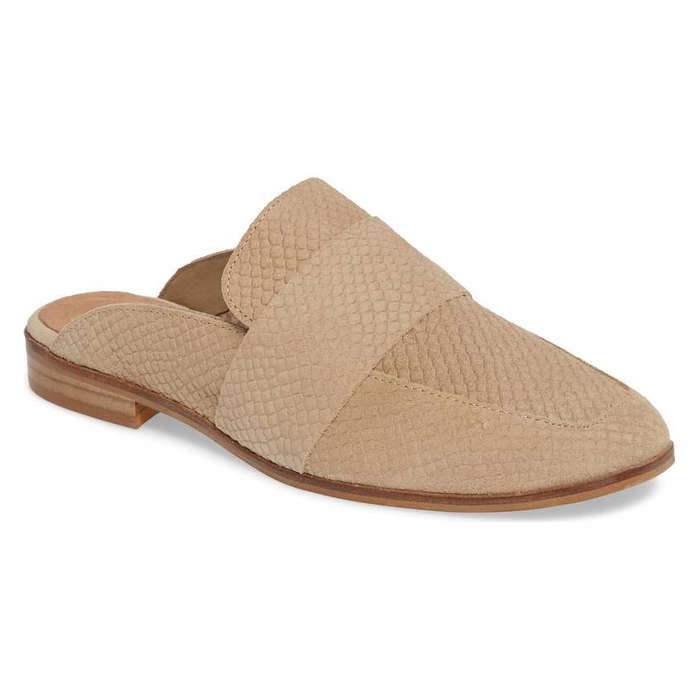 brown backless loafers