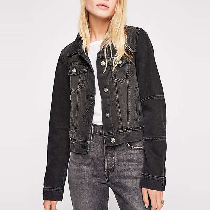 rumors washed black denim jacket