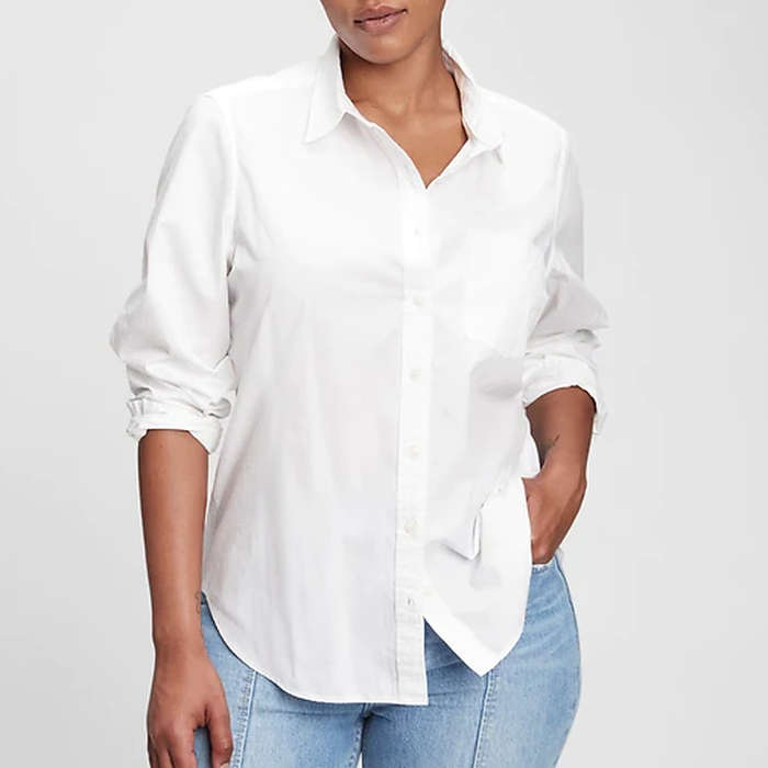 cotton white button up shirt