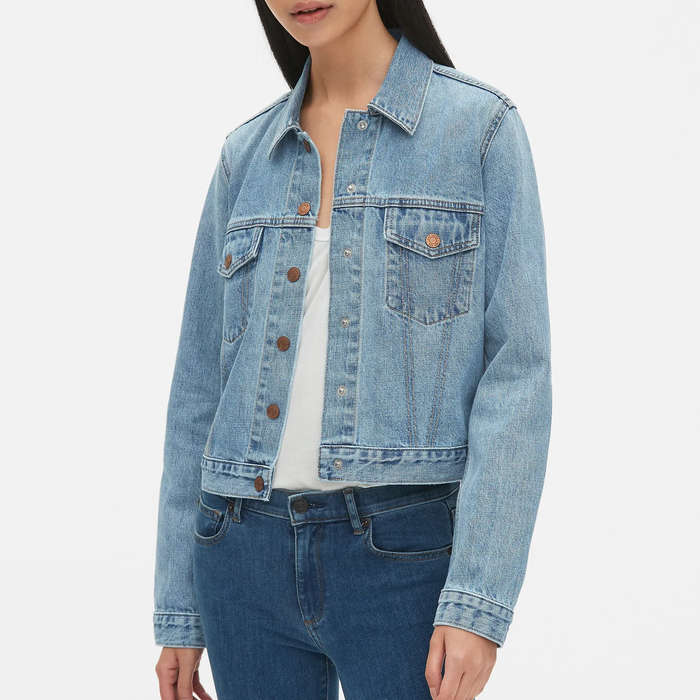 gap pink denim jacket