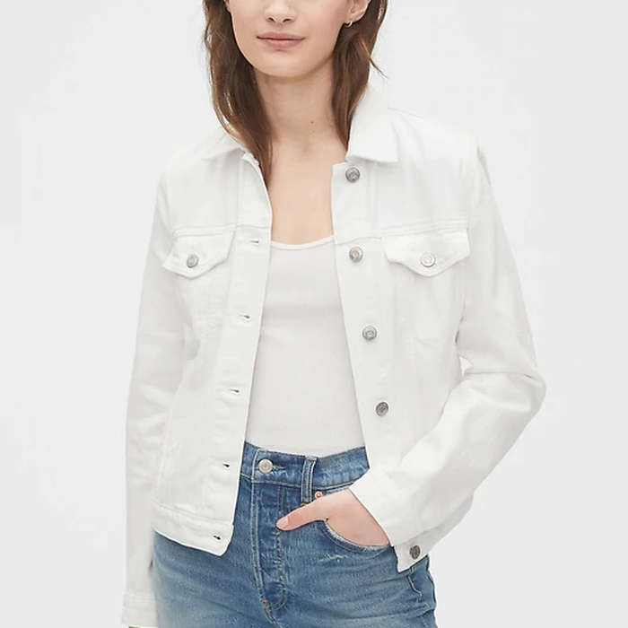 levi's womens white denim jacket