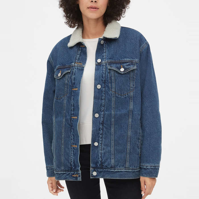 sherpa denim jacket womens oversized