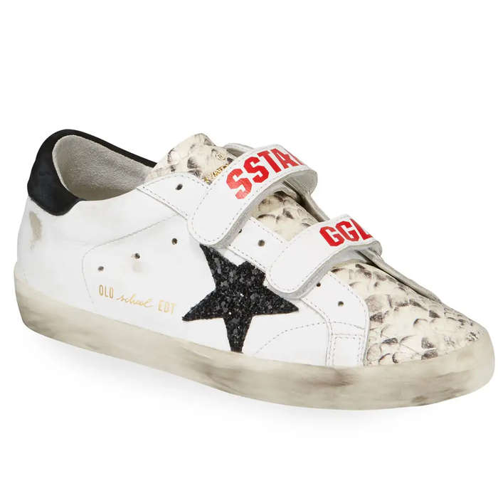 white leather velcro sneakers