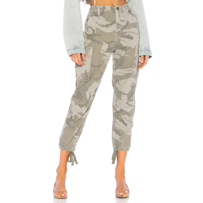 women's drawstring camo pants