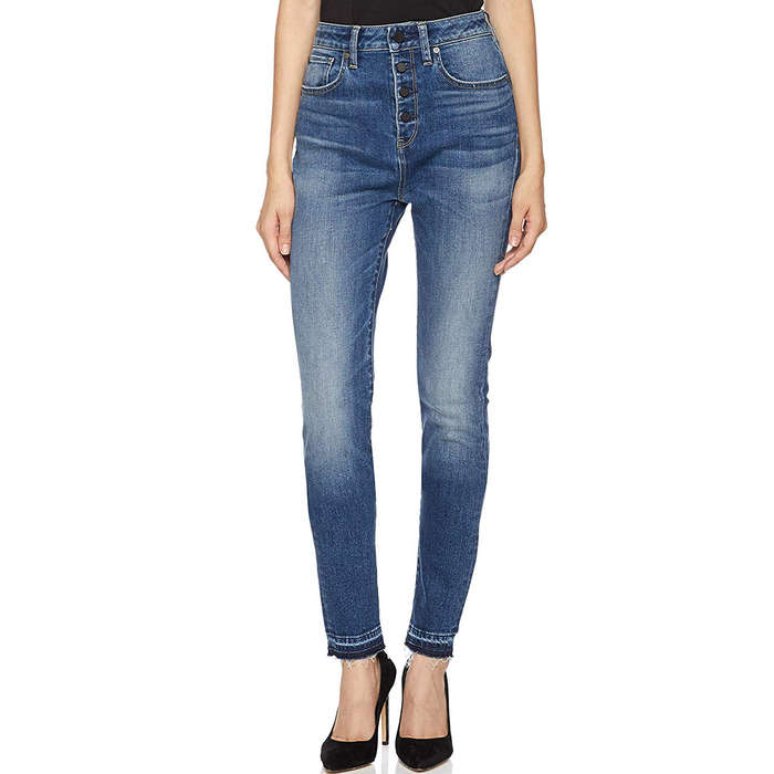 womens high waisted button fly jeans