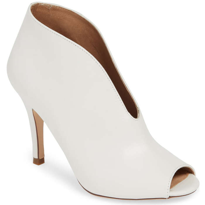 peep toe kitten heel booties