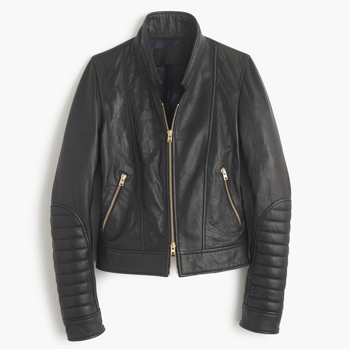 J Crew Collection Standing Collar Leather Jacket Rank Style Best Moto Jackets J Crew Collection Standing Collar Leather Jacket