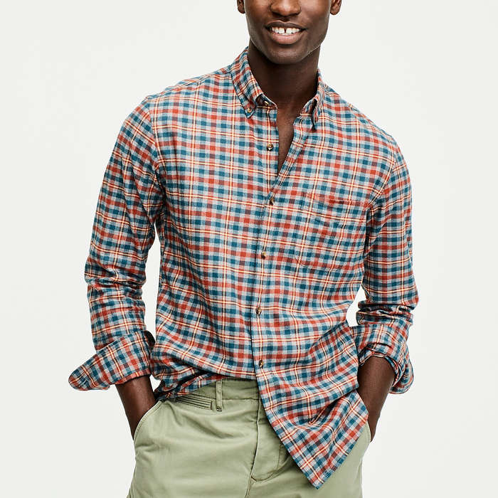 BYWX Men Button Front Casual Long Sleeve Checkered Cotton Shirts 