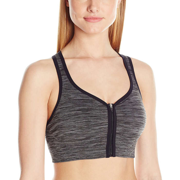champion zip front sports bra