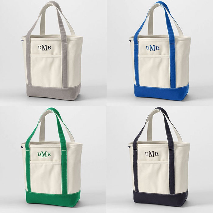 Land S End Medium Open Top Natural Canvas Tote Bag