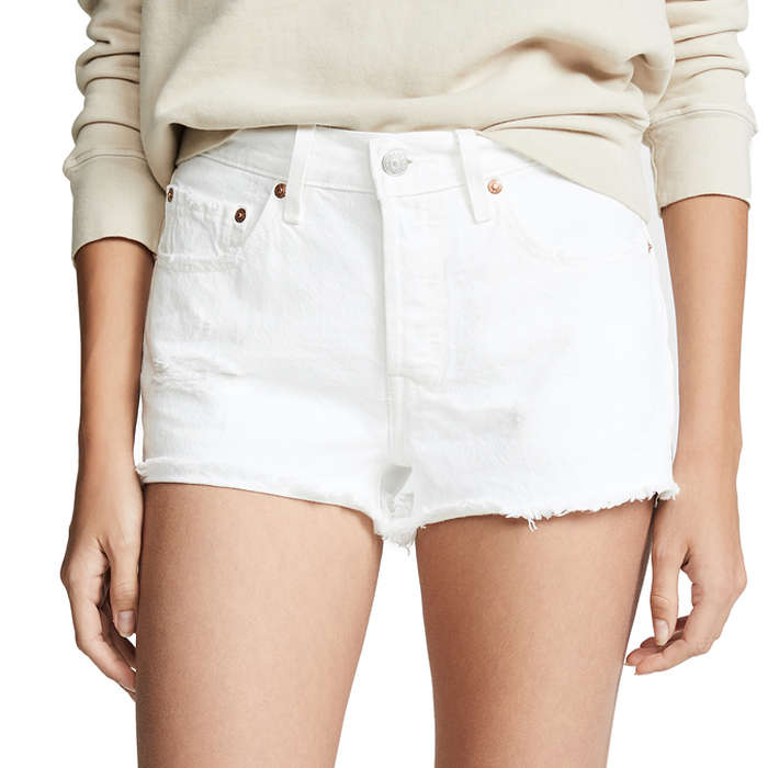 levis white jean shorts