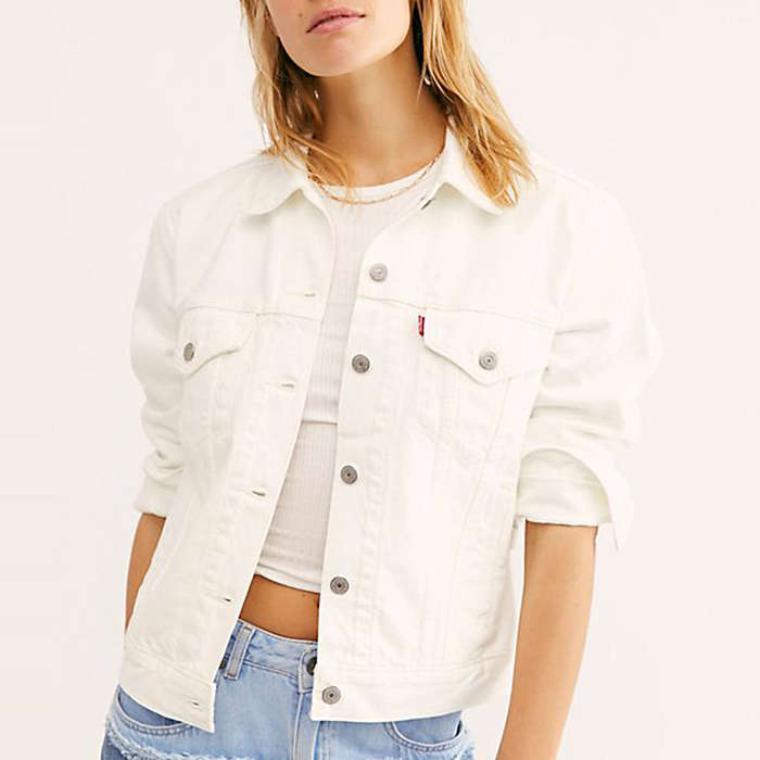 levi's womens white denim jacket