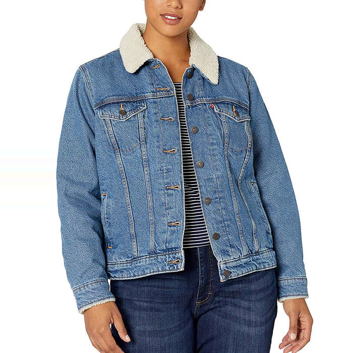 sherpa denim jacket plus size