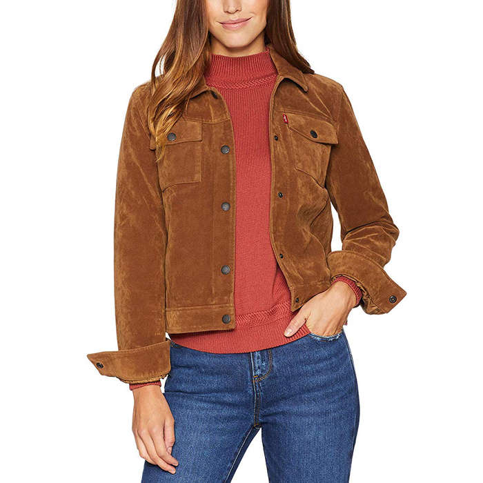 suede trucker jacket womens
