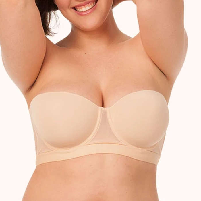 navy strapless bra