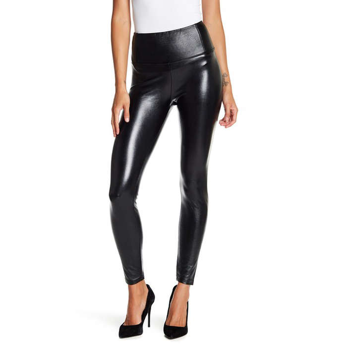 women in leather leggings