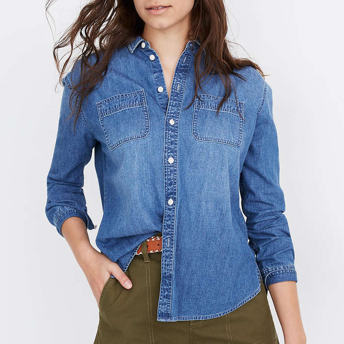 womens denim shirt no pockets