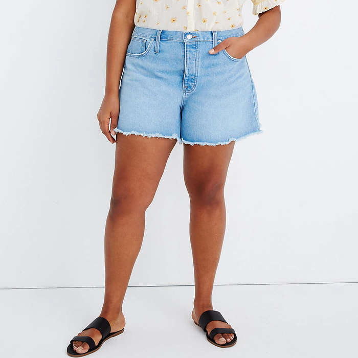 plus size stretch denim shorts