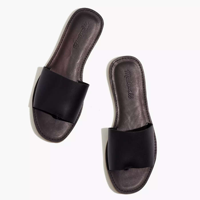 leather slide sandals