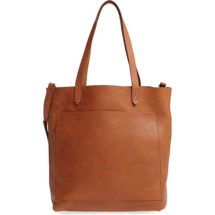 structured tote bag with pockets