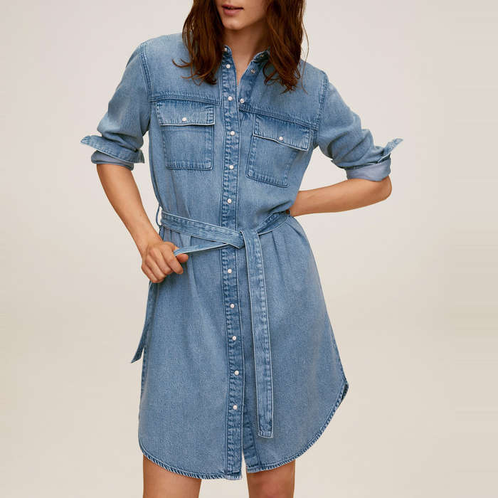 denim dress shirt outfit