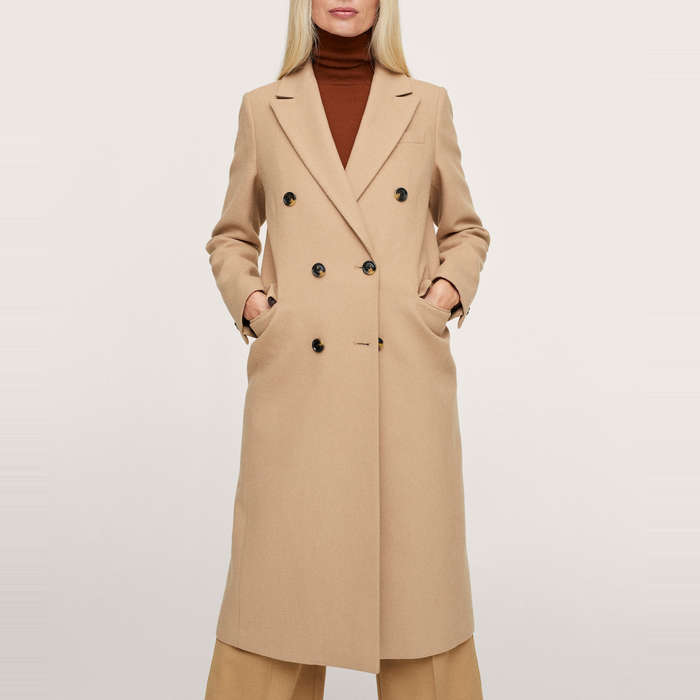 maxsmarts 2018 Autumn Winter Women Black Notched Double Breasted Woolen Long Coat Classic Slim Overcoat