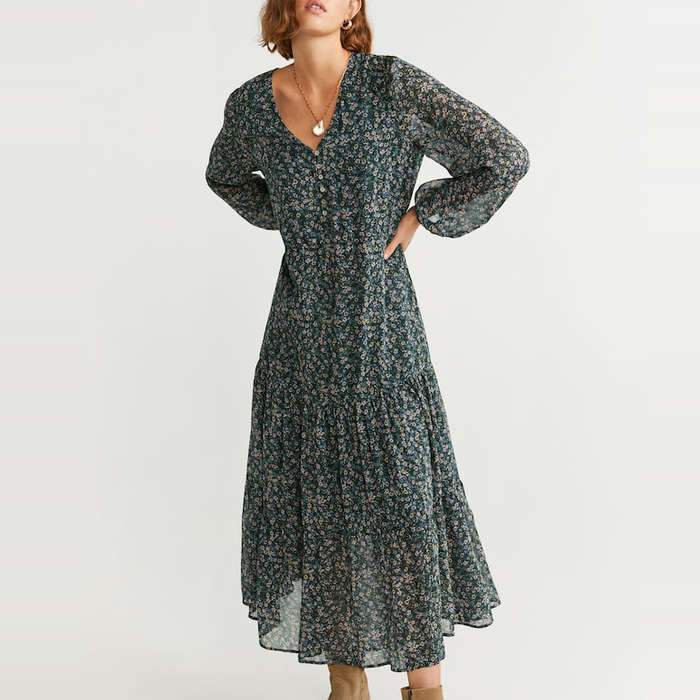 mango floral print long dress