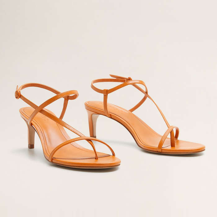 leather barely there heels