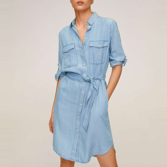 denim button up shirt dress