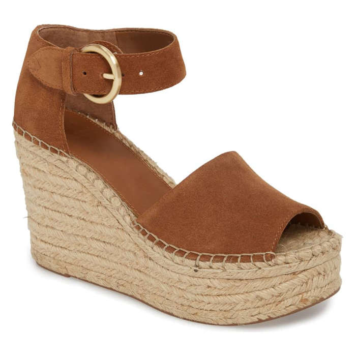 tan strap wedges