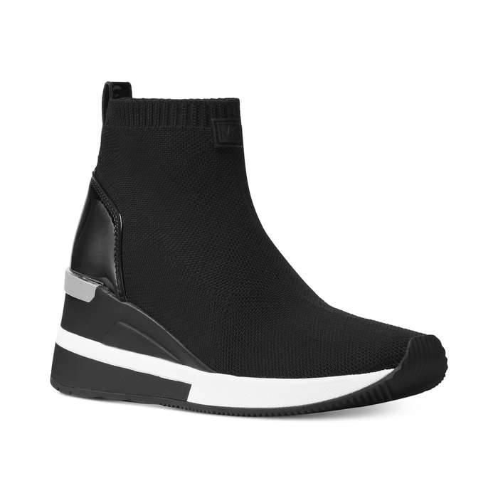 black wedge sneaker booties