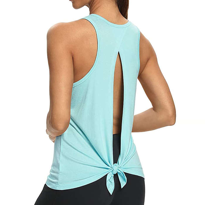 ALONG FIT Open Back Dance Tank Tops for Women Summer Backless Workout Tank Top Loose Fit Tie Dye Crop Top Yoga Shirt