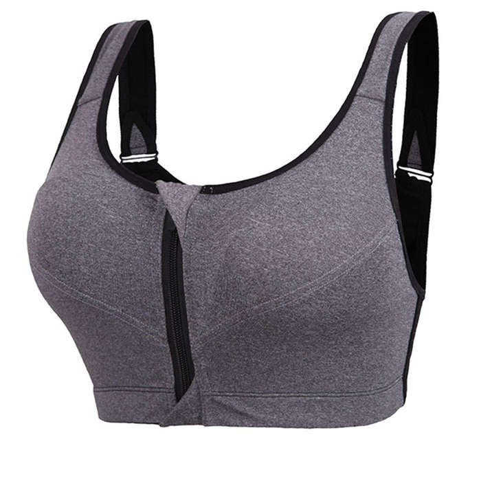 high support zip front sports bra