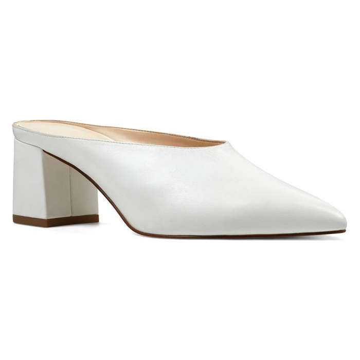 white low heel mule