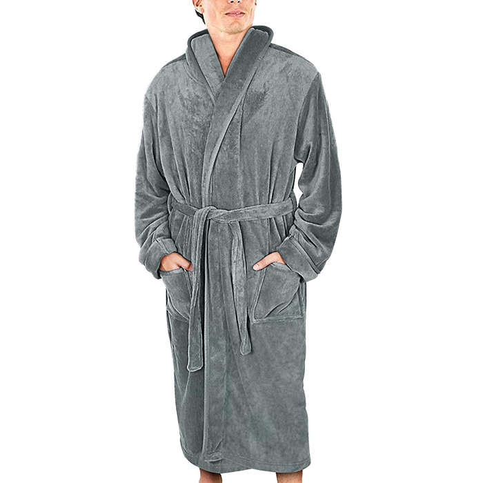 NY Threads Luxurious Men/'s Hooded Bathrobe Fleece Shawl Collar Robe Lot