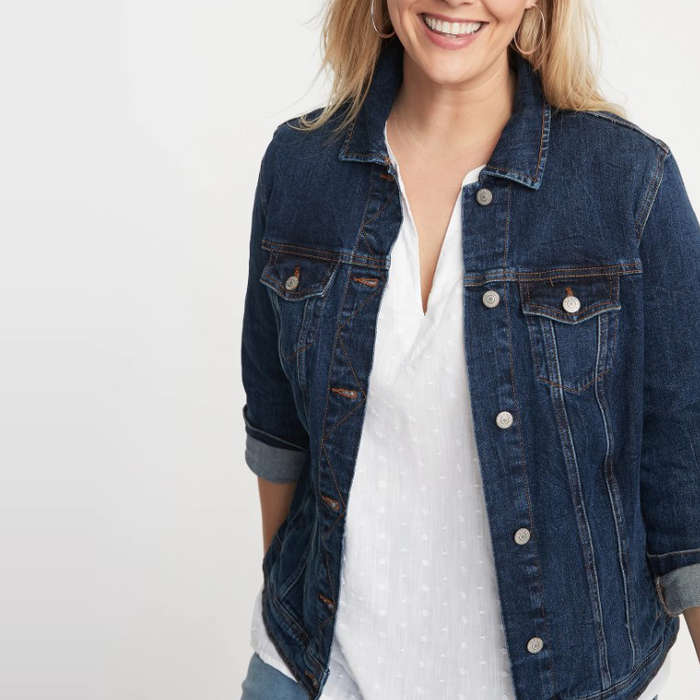 plus size stretch jean jacket