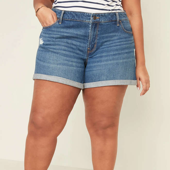 plus size stretch denim shorts