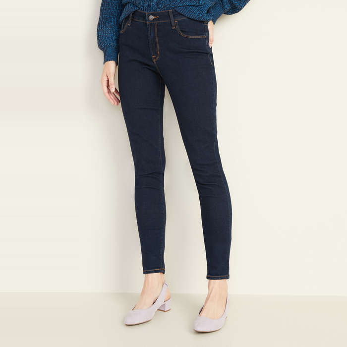 dark denim skinny jeans womens