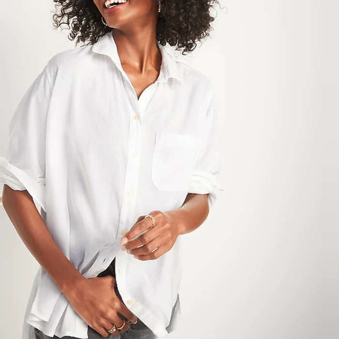 womens oversized button down shirt