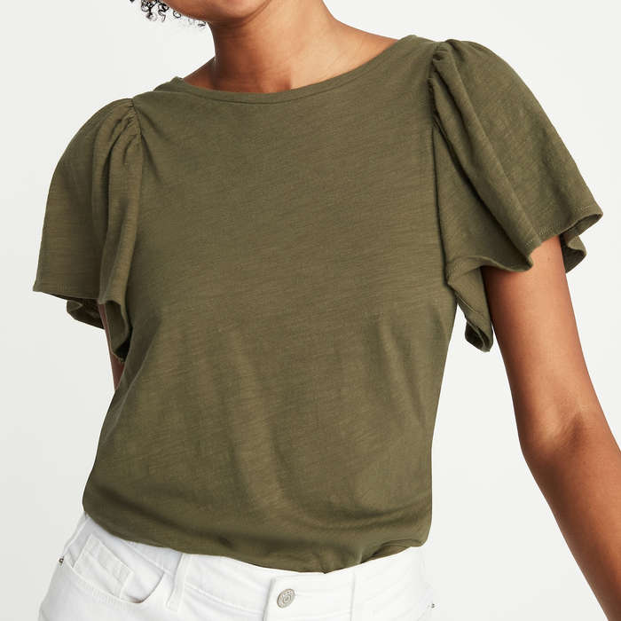 old navy ruffle sleeve shirt