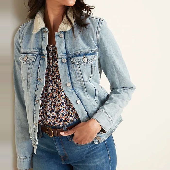 womens sherpa lined jean jacket