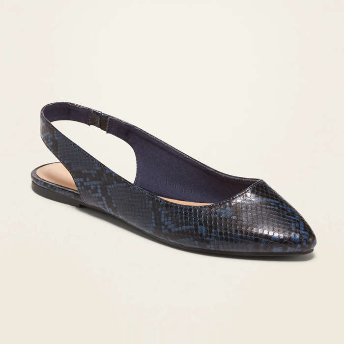 navy flat sling back shoes