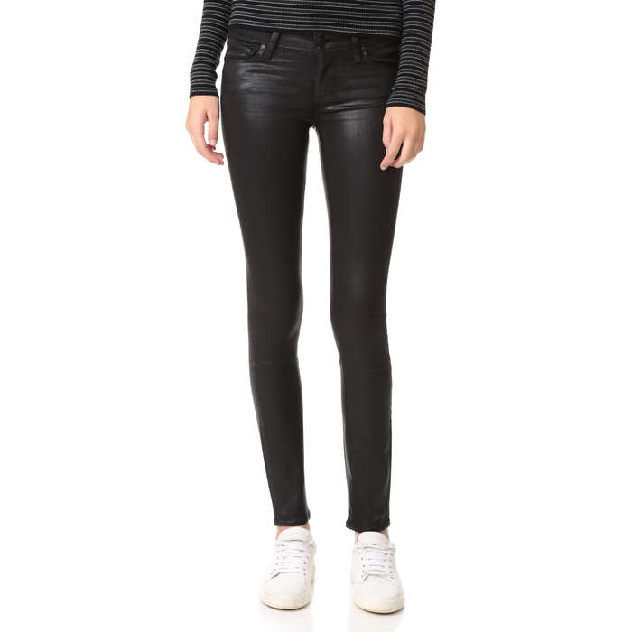 black leather coated jeans