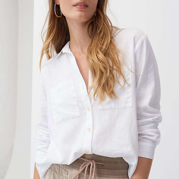 plus size white button up