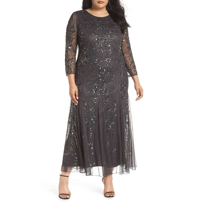flattering evening gowns for plus size